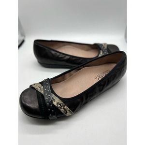 ABEO Toni Ballet Flat Leather Round Toe Straps Comfort Shoe Womens Size 7 NWOB